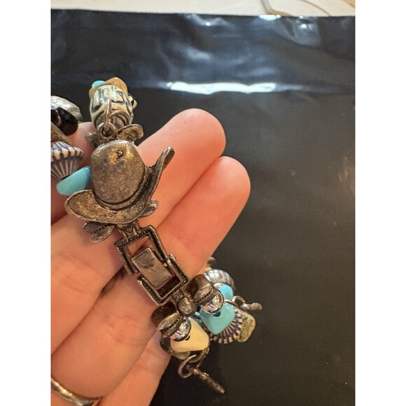 Vtg Southwest Watch Women 25mm Silver Tone Beaded Bracelet Band-Untested - Picture 5 of 9